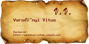 Varsányi Vitus névjegykártya